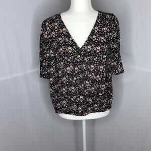 Sanctuary Black Multicolor Floral Blouse